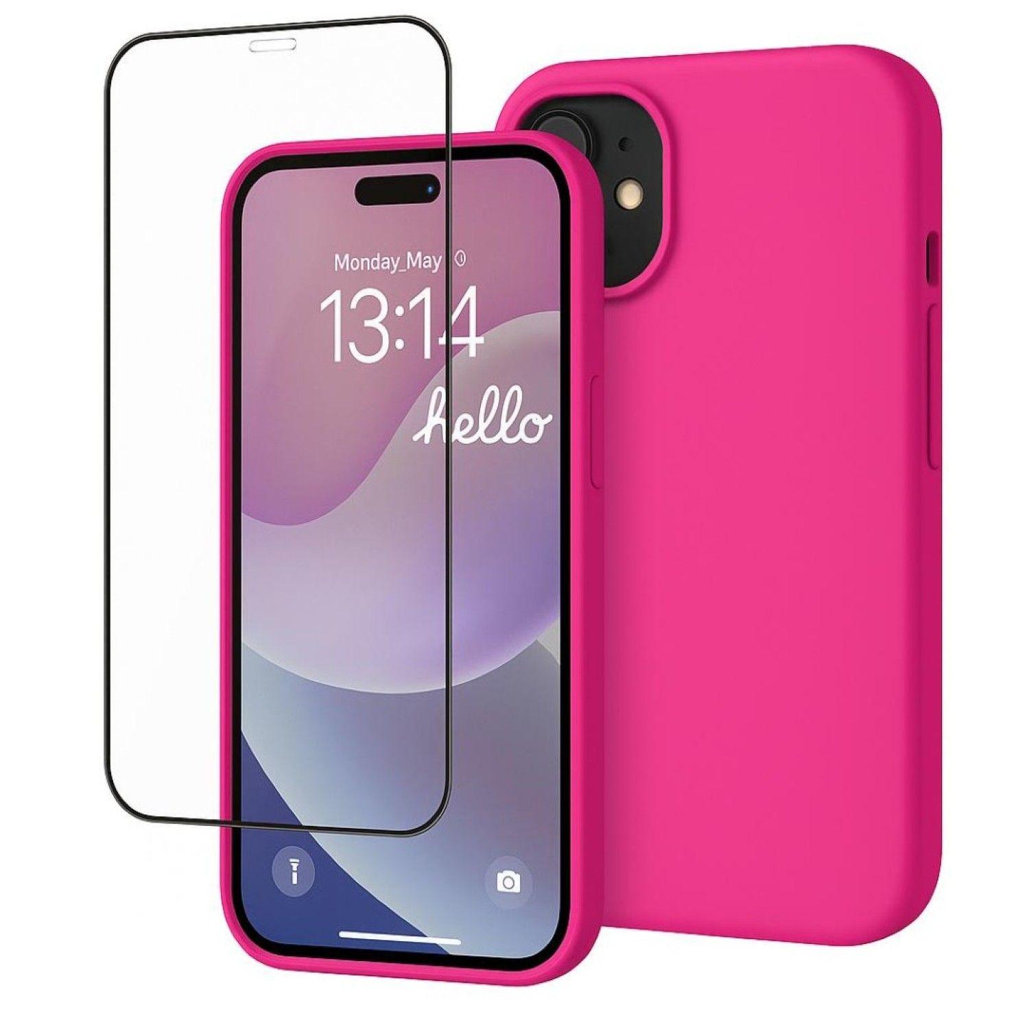 Carcasa Funda Para iPhone 17 Silicona Fucsia + Mica-2