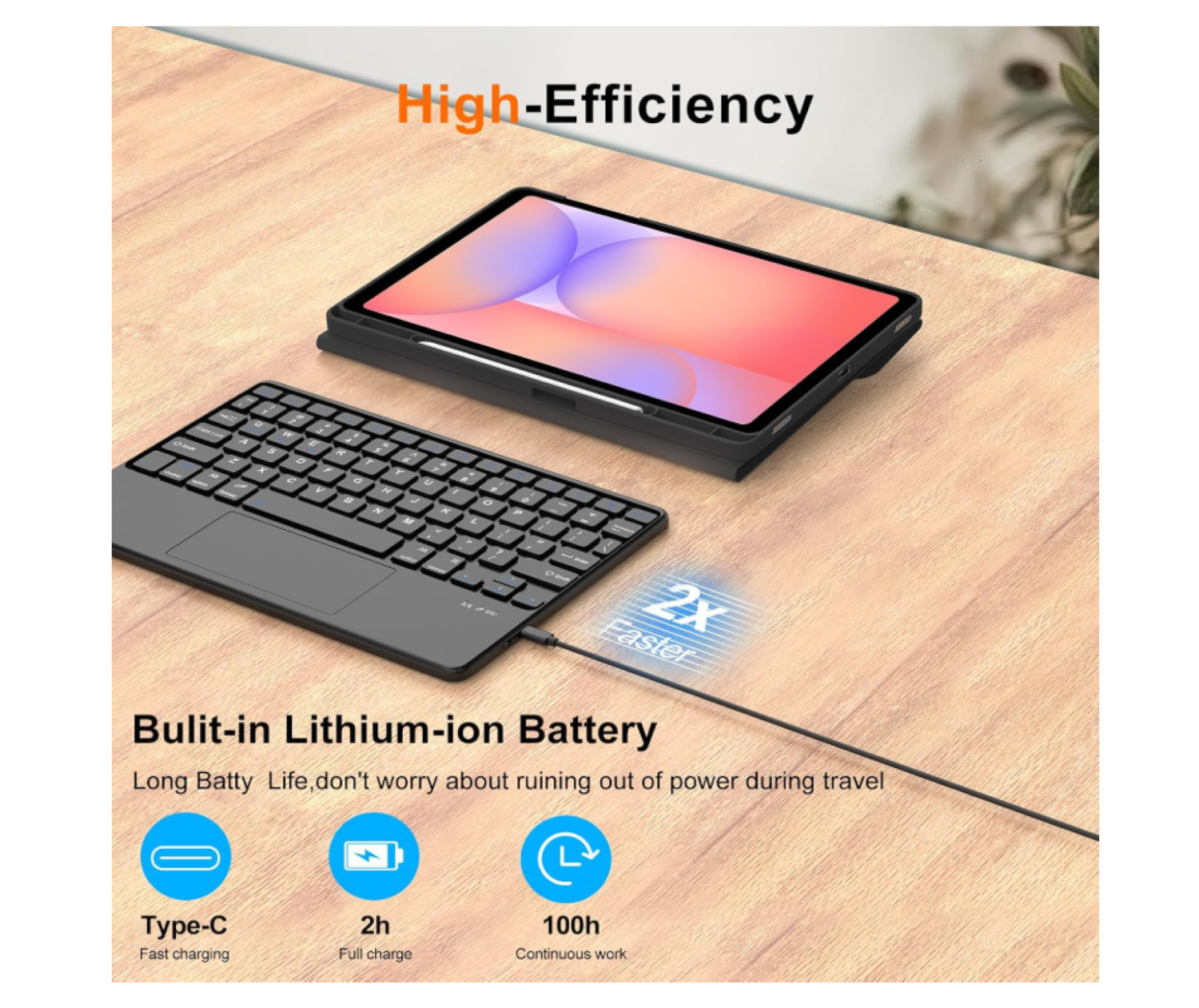 Funda Con Teclado Touchpad Negro Compatible Con Tablet S10 Lite-6