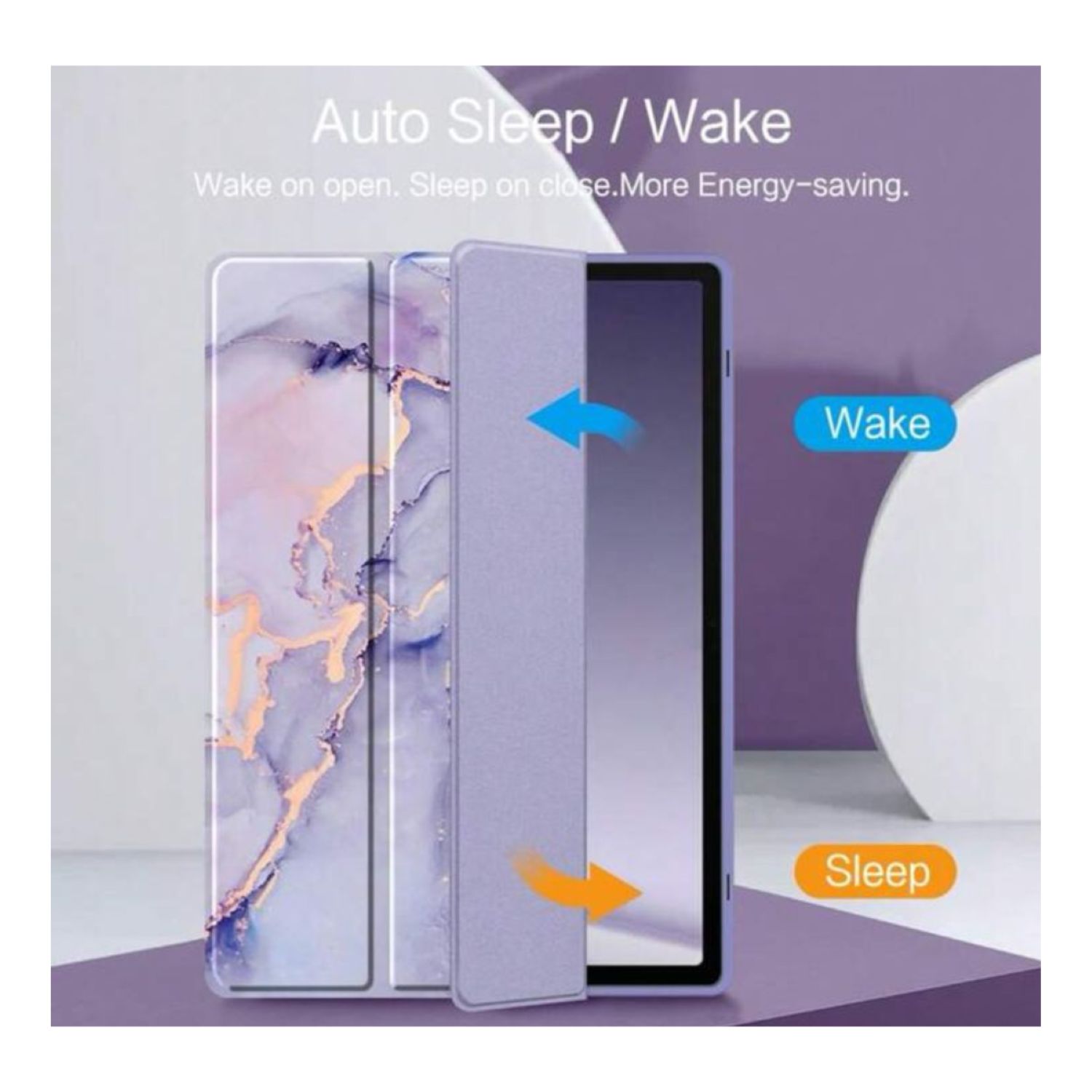 Funda Smart Cover Para Tablet Samsung S9 Fe 10.9 Mármol Violeta-3