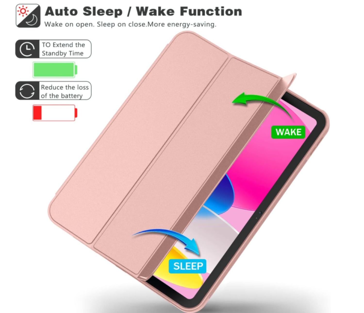 Carcasa Smart Cover Con Ranura Para iPad Air 11 M4 2026 Rosado-2