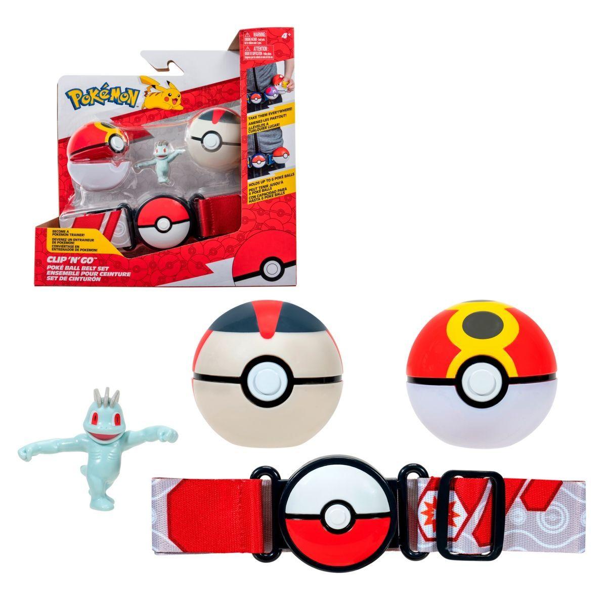 Cinturon Entrenador: 2 Pokebolas Y Figura Pokemon - Repeat Ball -  Timer Ball & Machop-0
