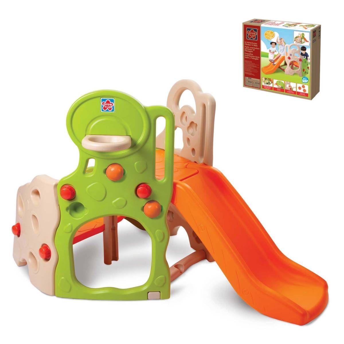 Juego Infantil Exterior Resfalin, Tablero Basketball Con 3 Pelotas Y Escalador Grow And Up-0