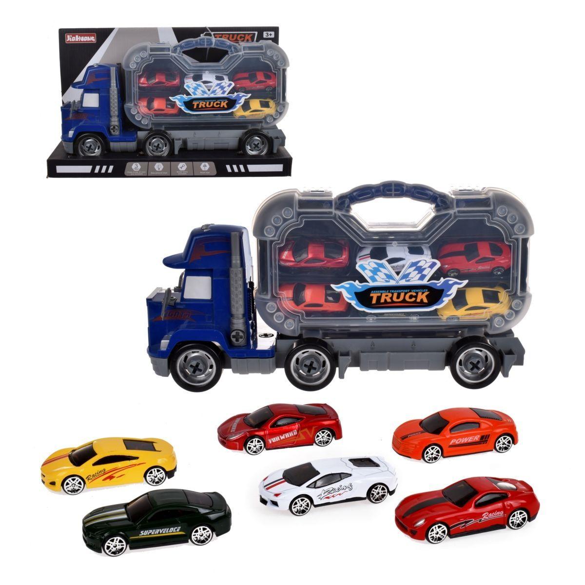 Camion Transporte 37 Cms Con 6 Autos-0