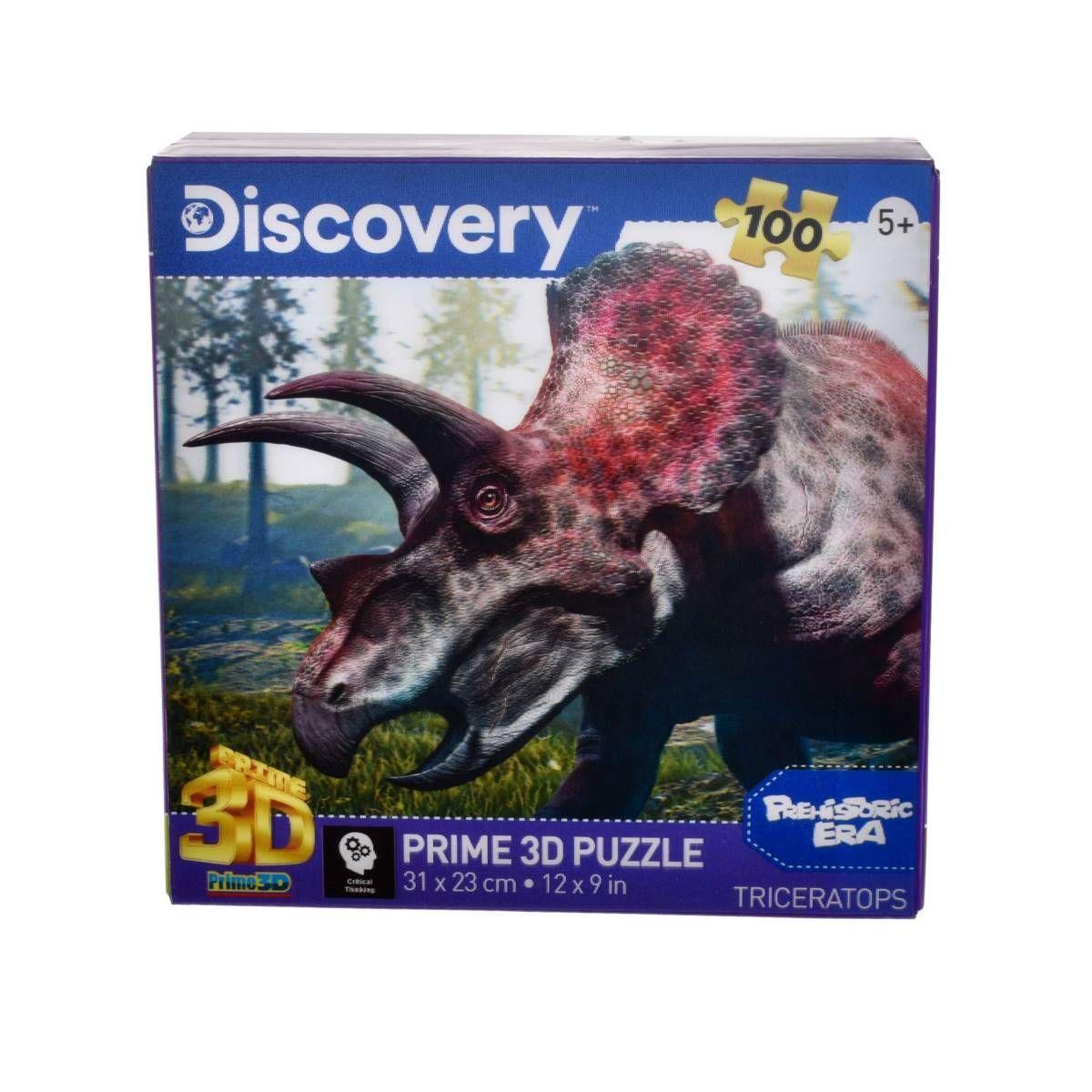 Puzzle 3D De 48 A 100 Pzas. Discovery - Animal Planet - Triceratops-0