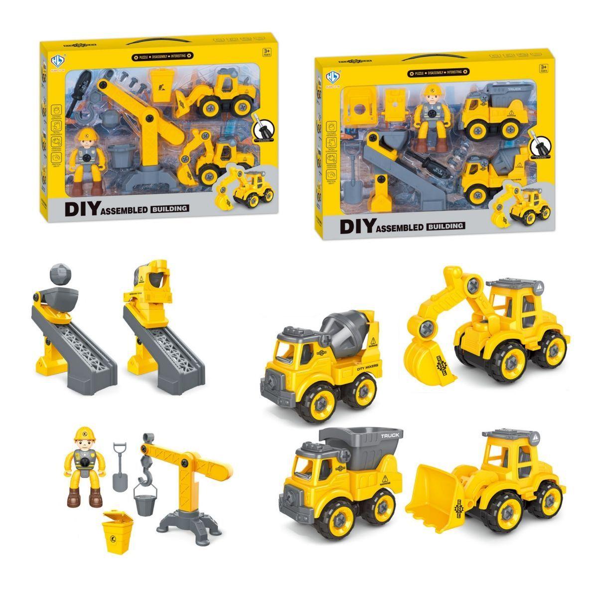 Vehiculos Y Grua De Construccion Armables Con Figura-0