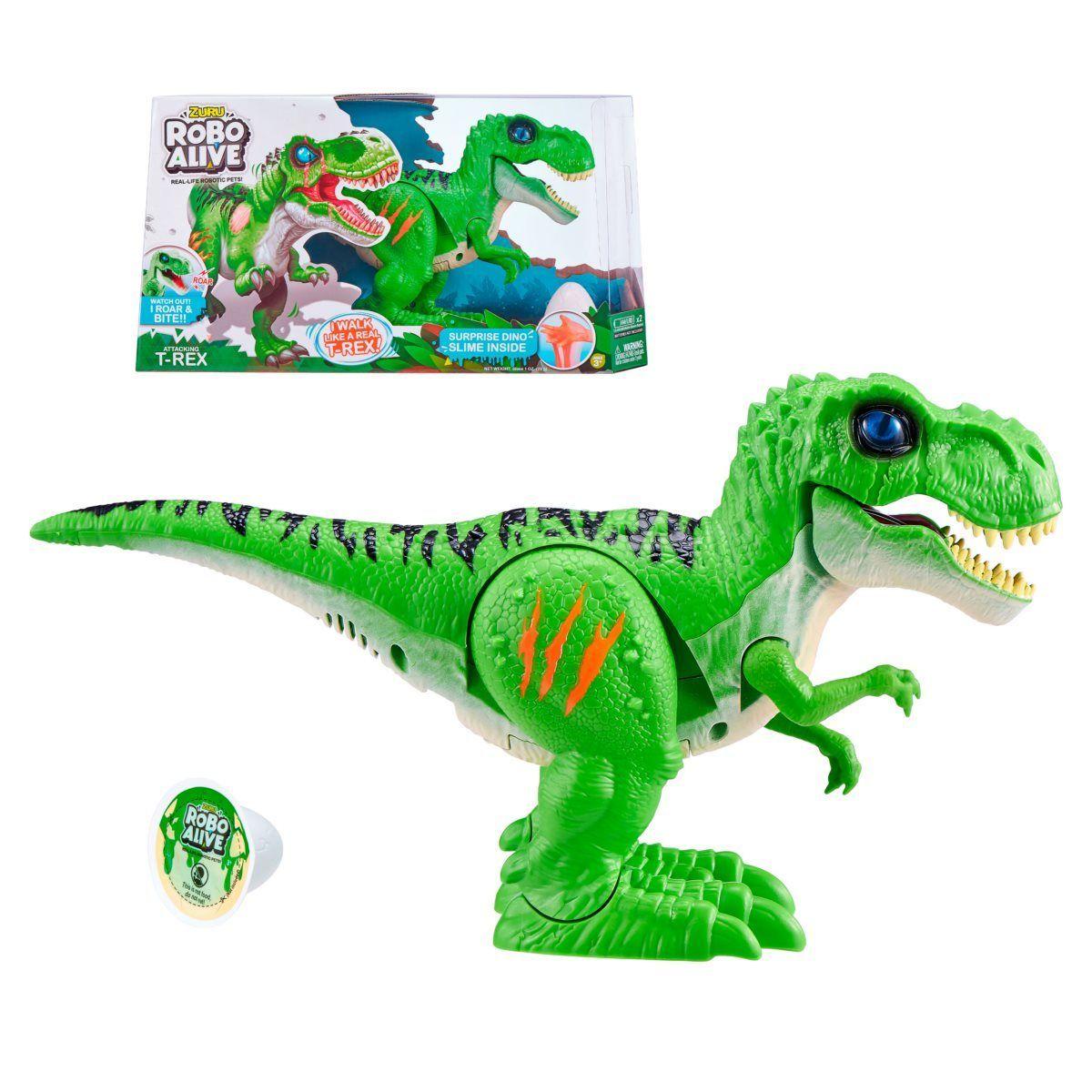 Dinosaurio T-Rex Que Camina Con Slime Robo Alive Zuru - Verde-0