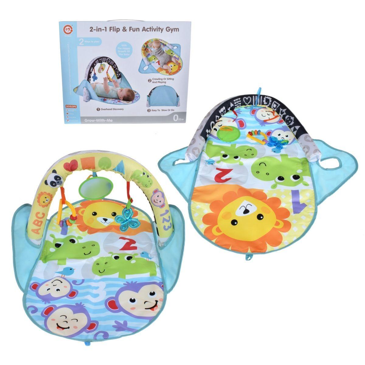 Gimnasio Transformable En Centro Actividad Alfombra Con 3 Sonajeros Facil De Plegar Para Llevar-0