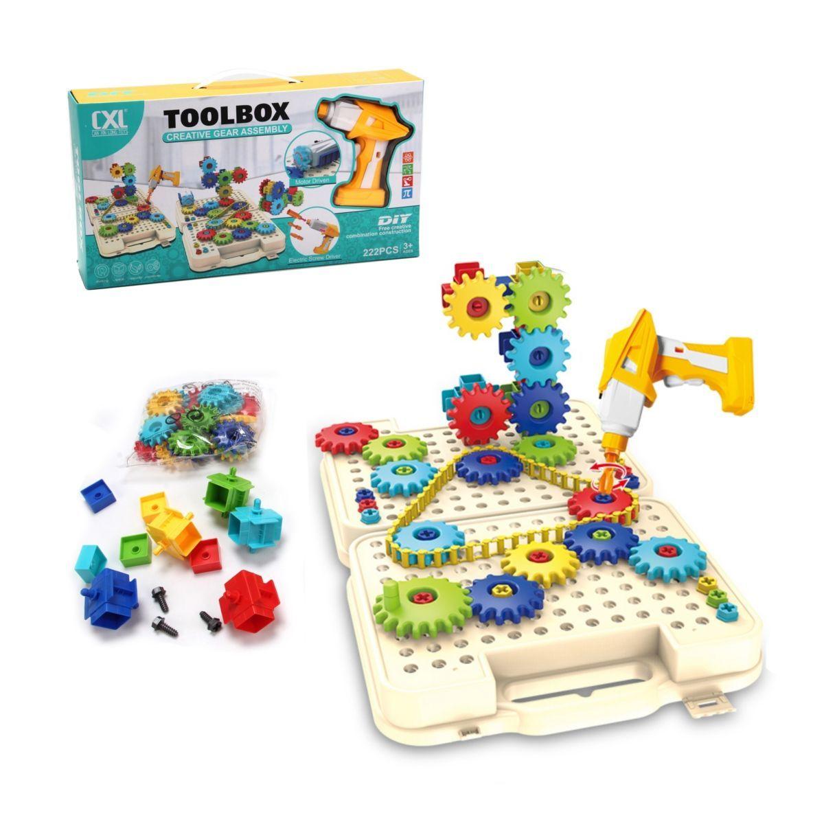 Pack De Engranajes De 222 Piezas En Maleta Con Taladro-0