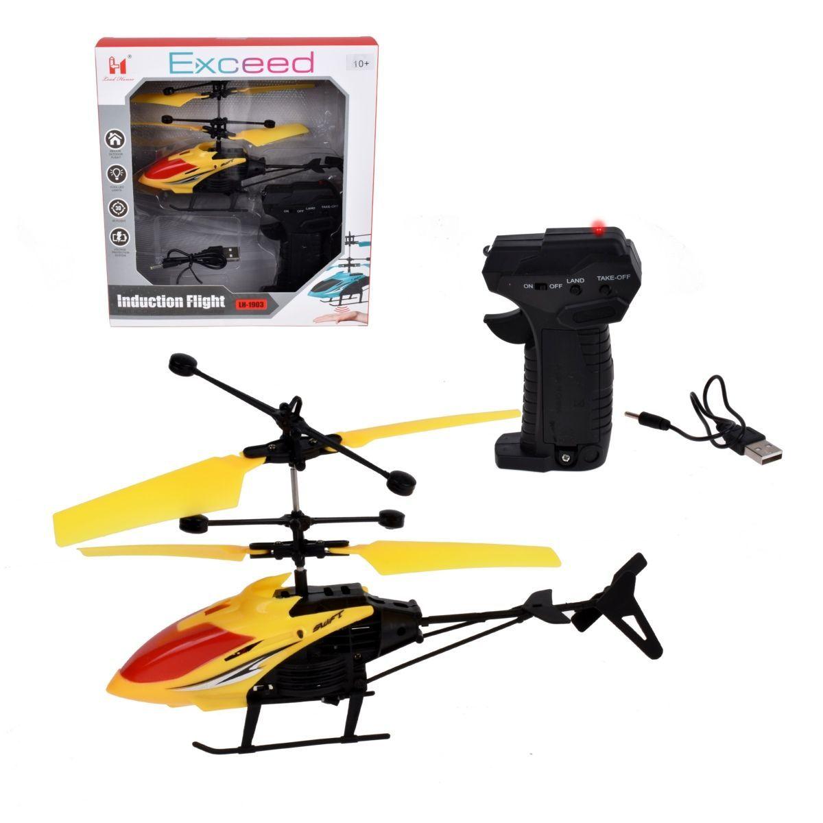Helicoptero Radio Controlado 17 Cms Con Pilas Recargables - Amarilla-0
