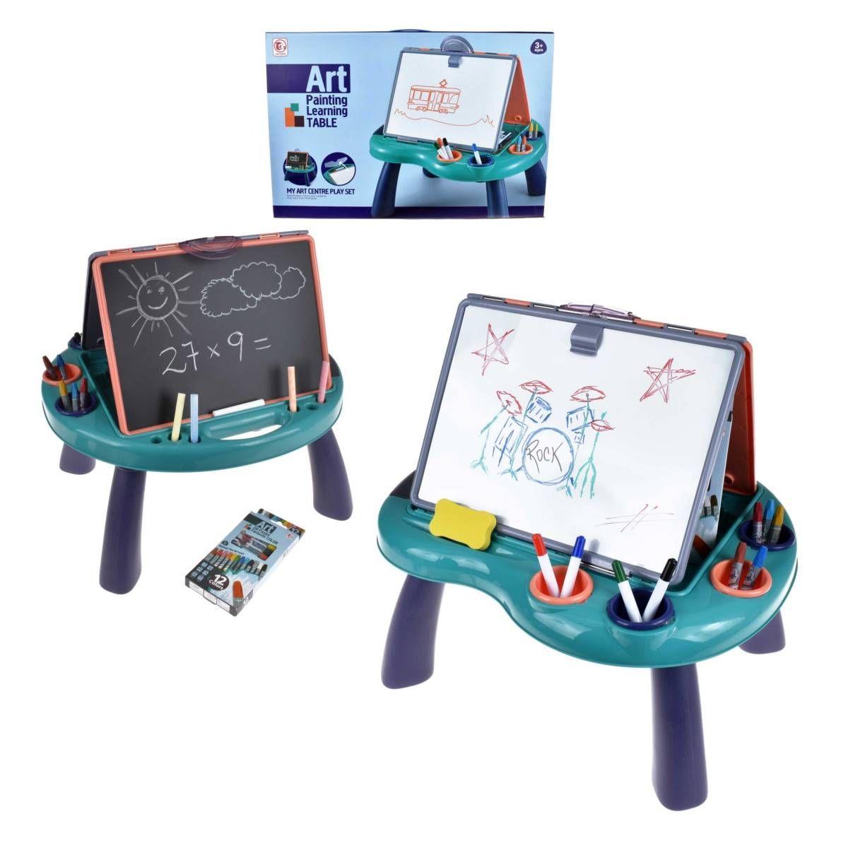 Mesa Artistica Con Patas 2 En 1 (Plumon Y Tiza) De 41X7X45 Cms Con 22 Accesorios-0