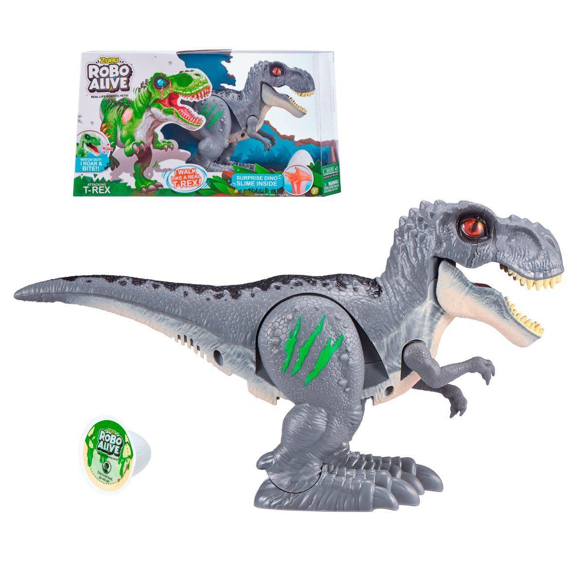 Dinosaurio T-Rex Que Camina Con Slime Robo Alive Zuru - Gris-0