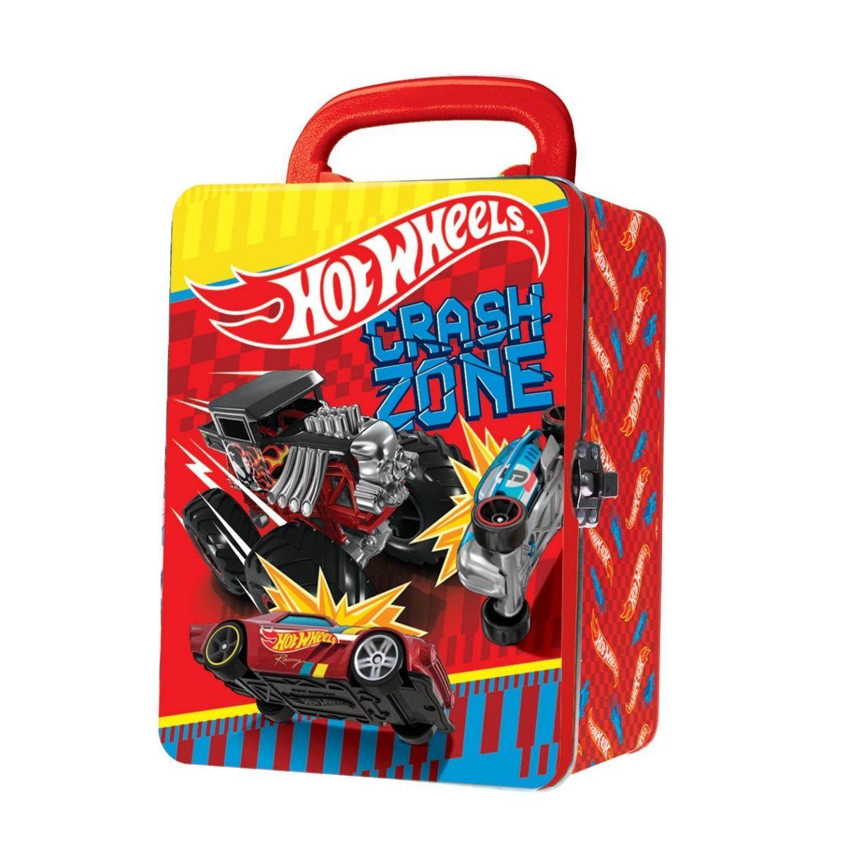 Caja Metalica Portautos Hot Wheels Surtido - Rojo-0