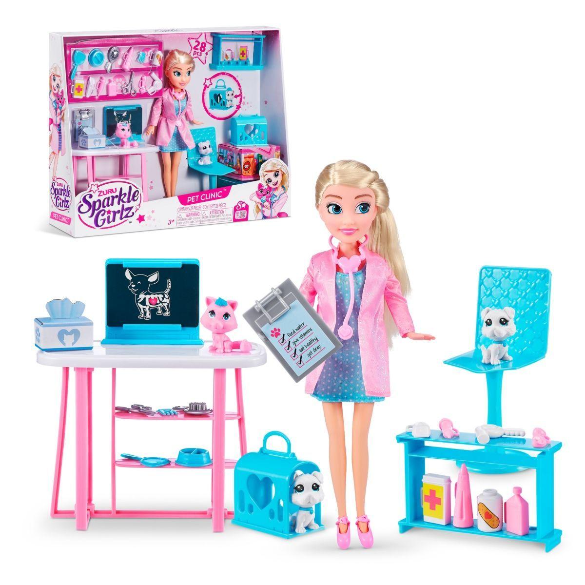 Playset Clinica Veterinaria Con Muñeca De 27 Cms, Mascotas Y Accesorios Sparkle Girlz De Zuru-0