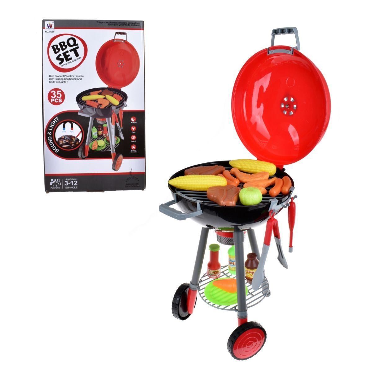 Barbeque Pedestal De 79X35X30 Cms Con Luces Y Sonidos Y 35 Accesorios-0