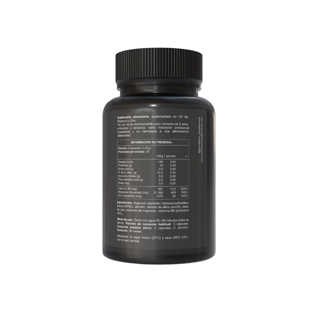 ZMA Zinc Magnesio B6 Primetech 90 capsulas-3