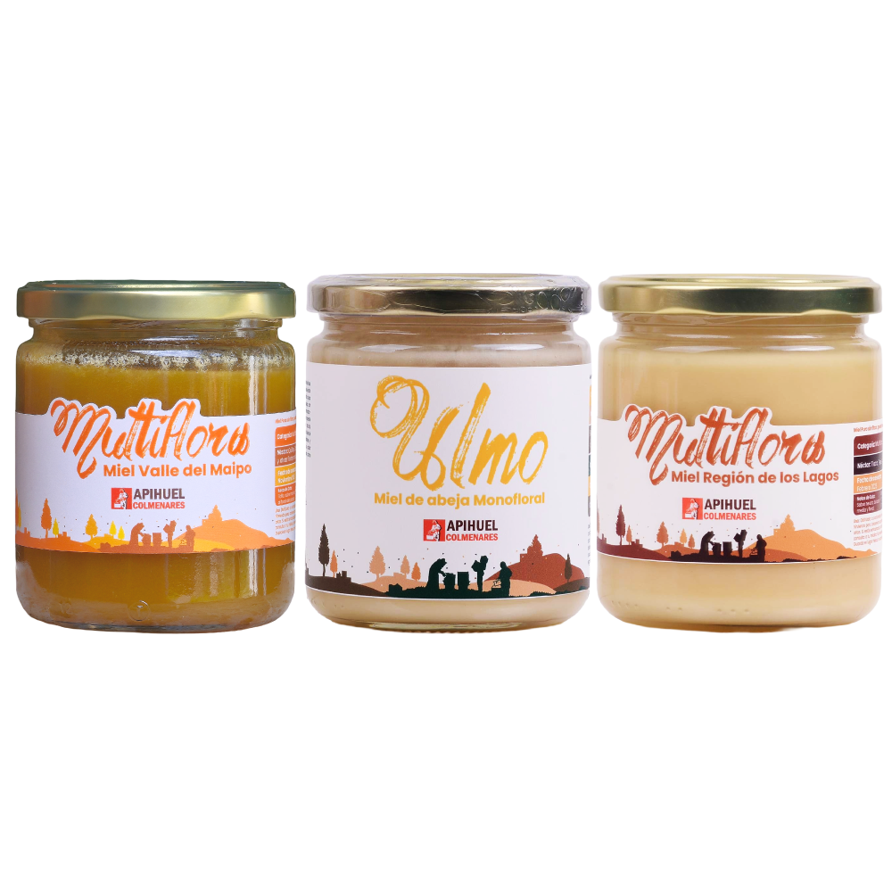 Pack Mieles de Chile – 3 × 515 g Apihuel Colmenares-0