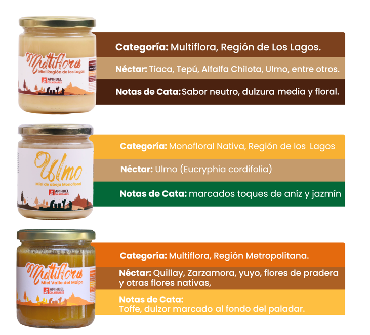 Pack Mieles de Chile – 3 × 515 g Apihuel Colmenares-2