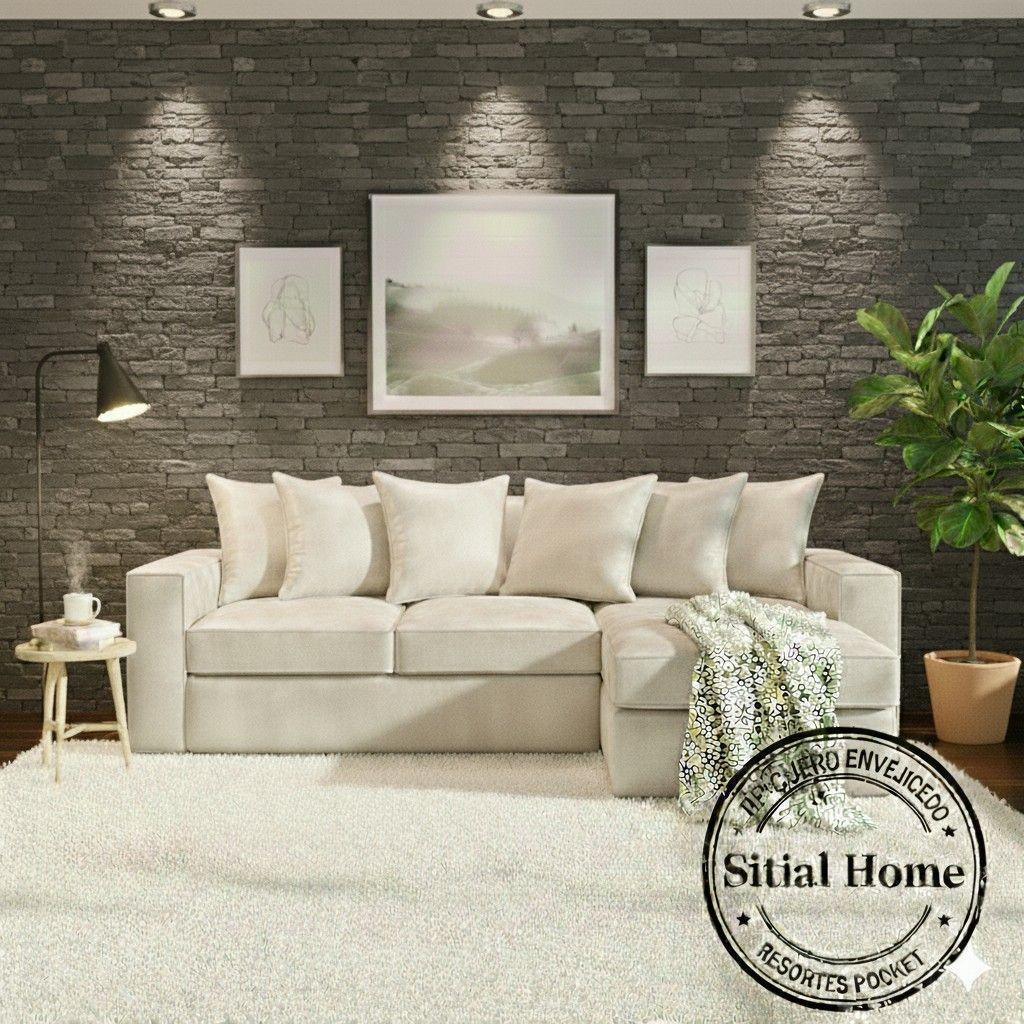 Seccional intercambiable Tennese Blanco bone cuero sintetico envejecido resortes full comfort plus-1