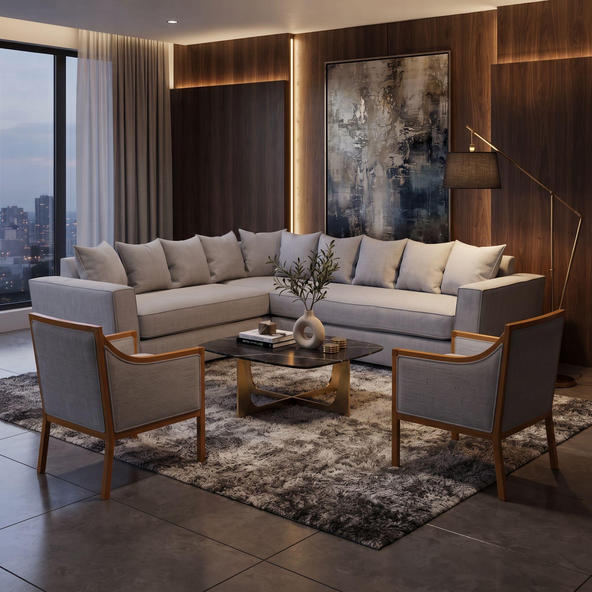 Living 311 Metropolitan Gris Claro Seccional con resortes+ 2 Sitiales -0