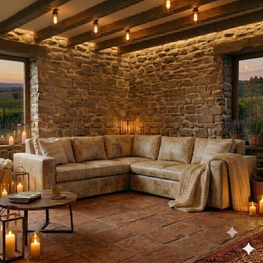 Sofa Seccional Burton Beige de cuero sintetico envejecido con asientos de resortes pocket-0