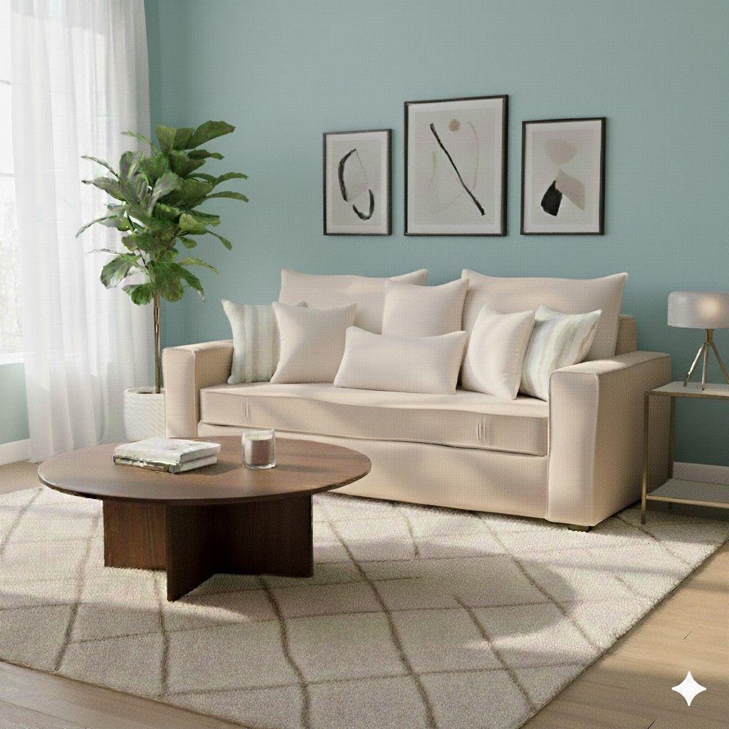 Sofa 3 cuerpos con Resortes full comfort plus Agustina Beige Claro-2