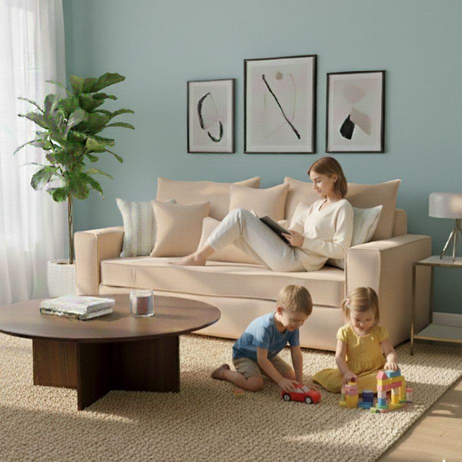 Sofa 3 cuerpos con Resortes full comfort plus Agustina Beige Claro-2