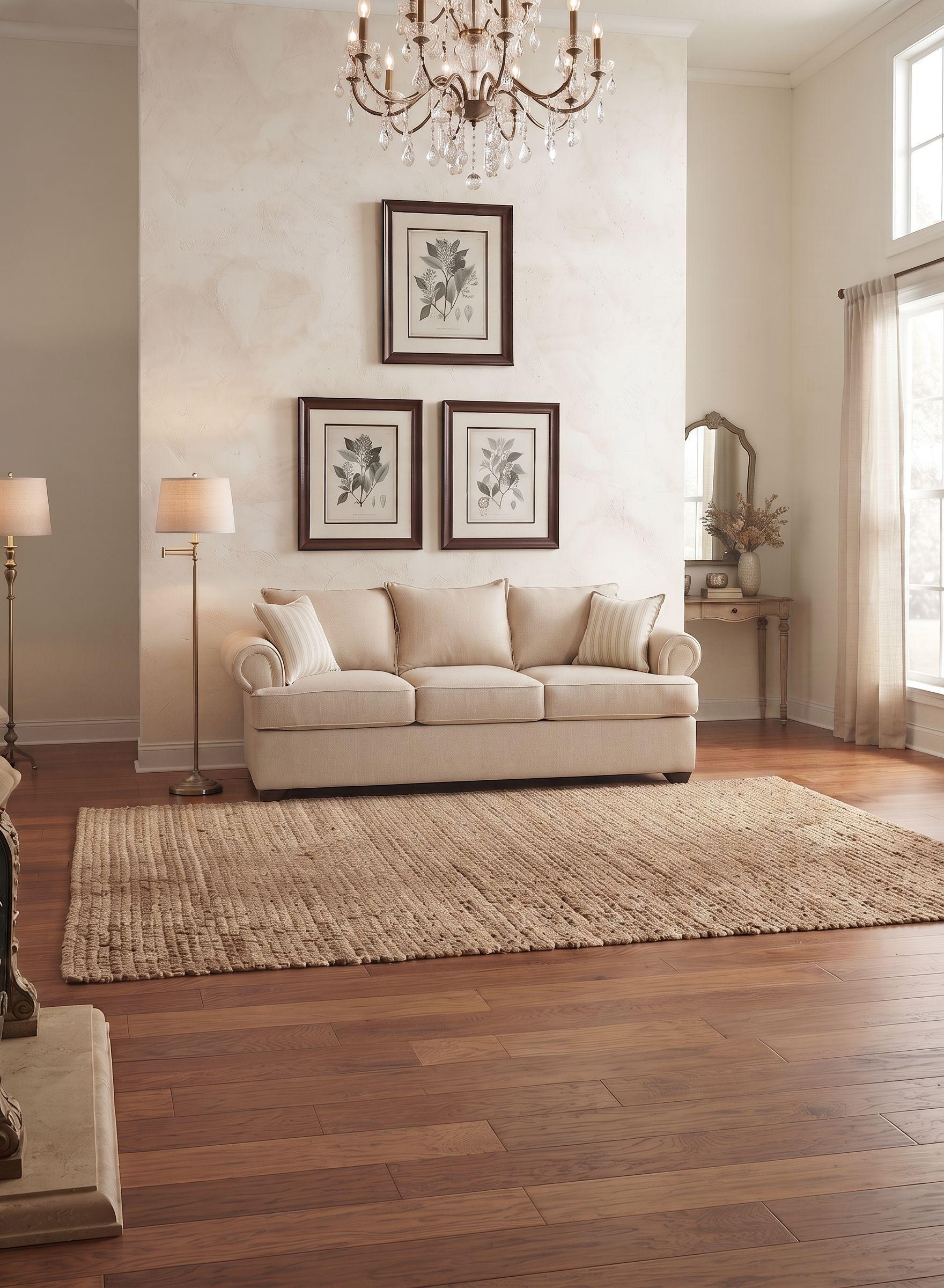 Juego de Living 311 Antonia beige claro sofa con resortes + 2 sitiales madera -1