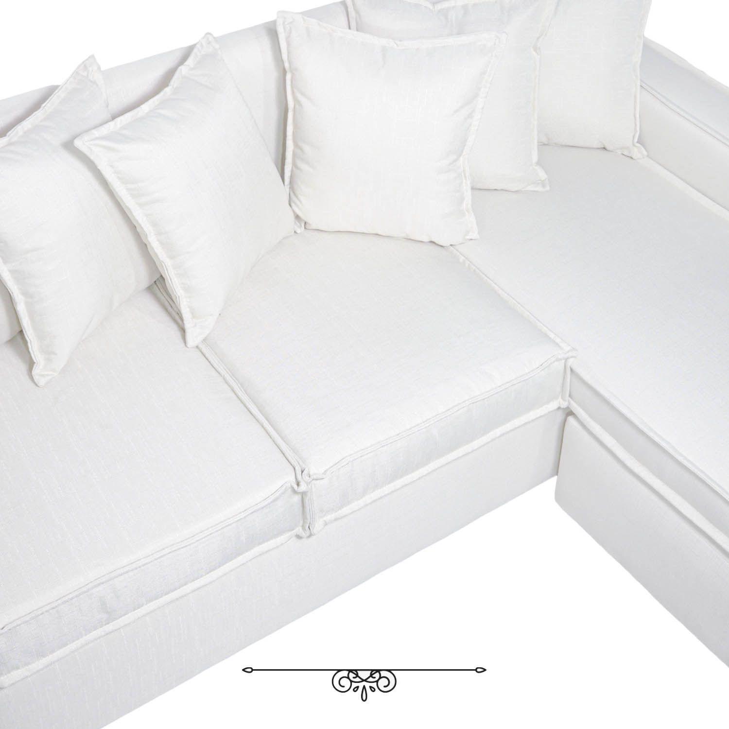 Sofá Intercambiable 5 Cuerpos Baco Blanco Hueso Resorte Pocket     -2