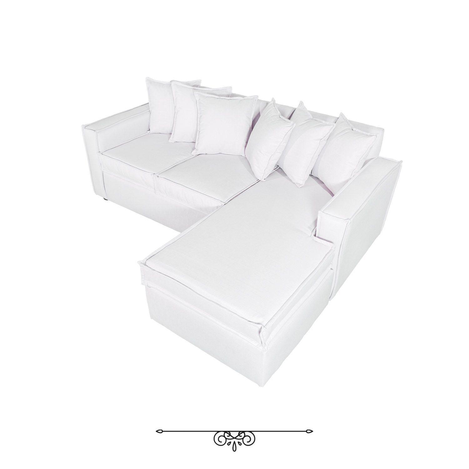 Sofá Intercambiable 5 Cuerpos Baco Blanco Hueso Resorte Pocket     -5