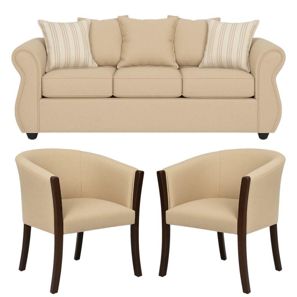 Living  311 Facundo , beige tipo lino sofa mas sitial home -0
