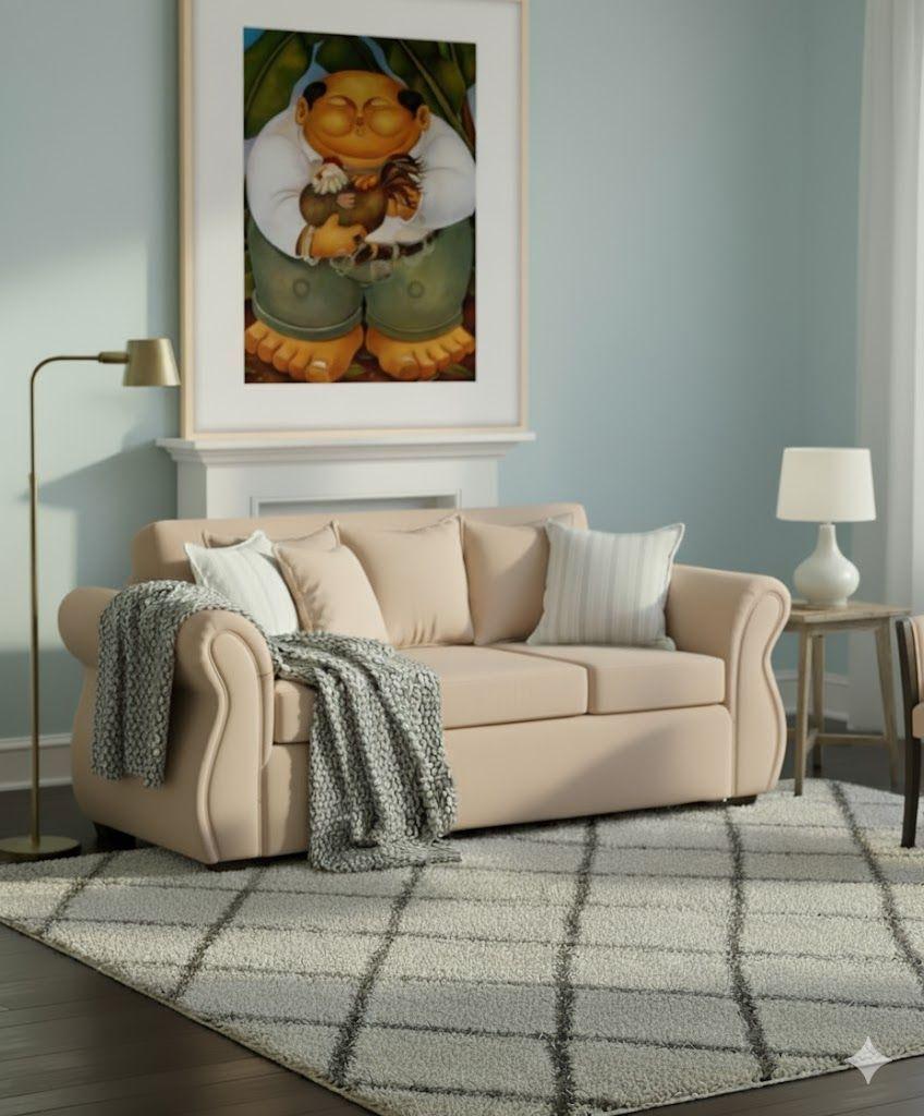 Living  311 Facundo , beige tipo lino sofa mas sitial home -2