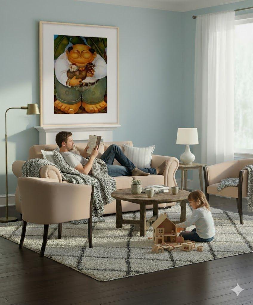 Living  311 Facundo , beige tipo lino sofa mas sitial home -1