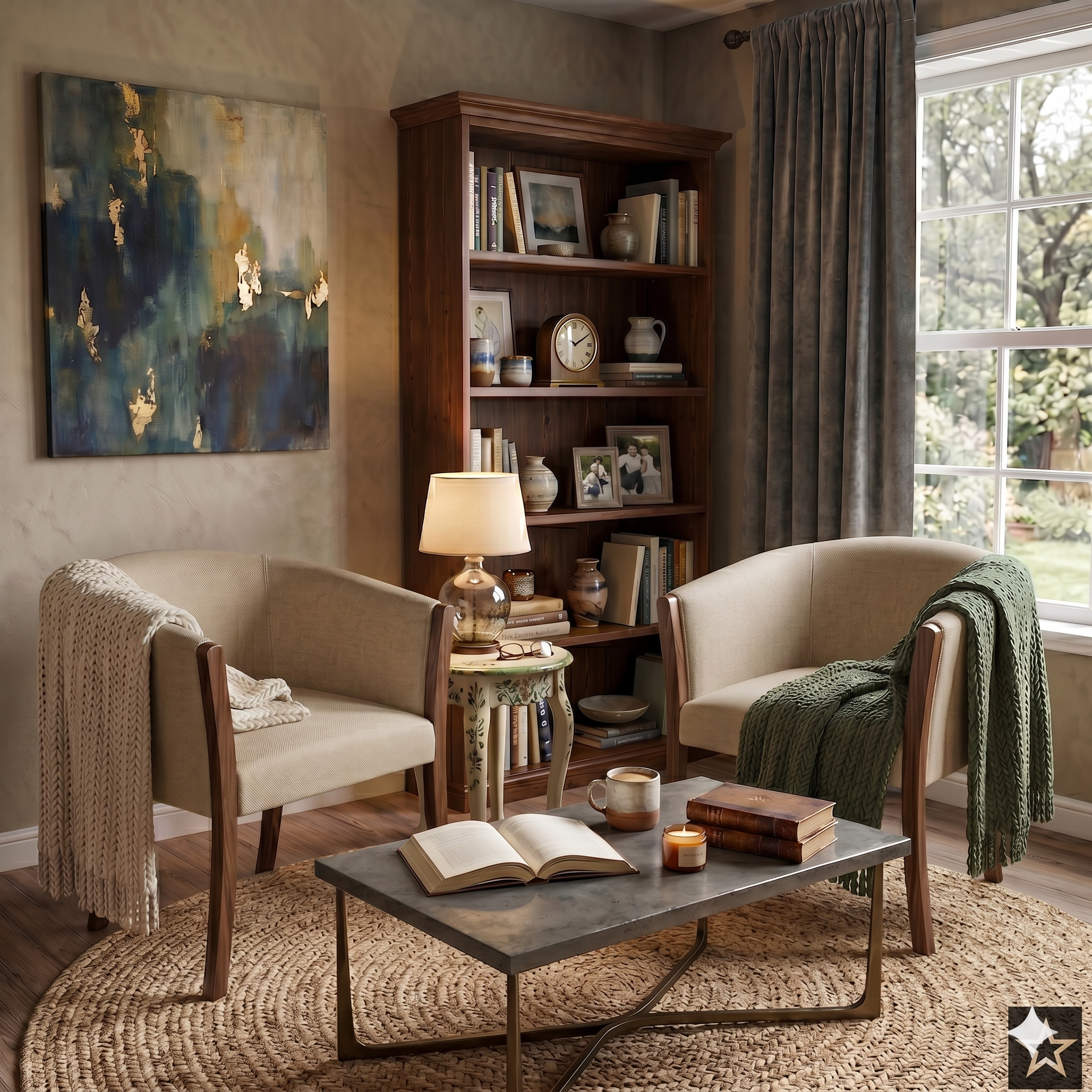 Living  311 Facundo , beige tipo lino sofa mas sitial home -2