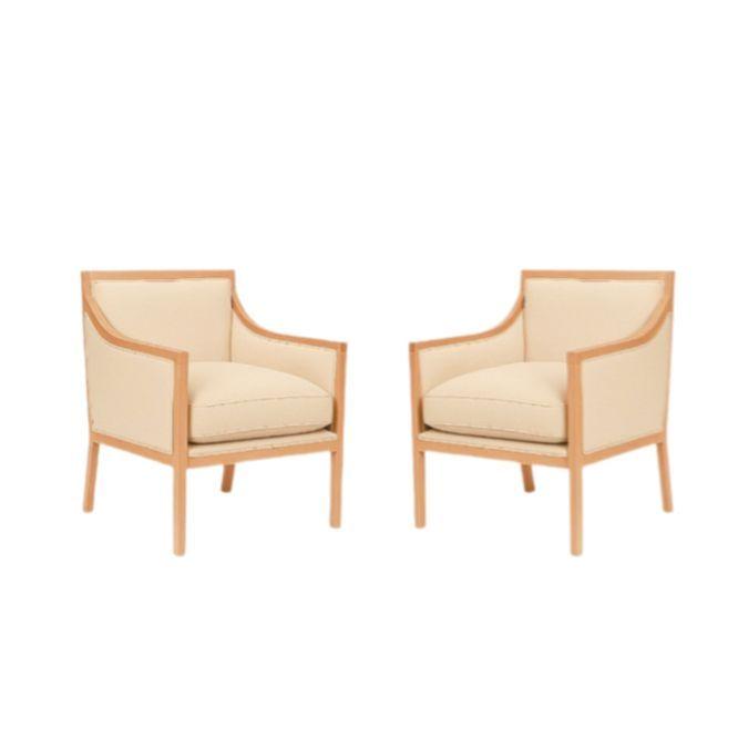 LIVING 311 ROMEO BEIGE SOFA 3 CUERPOS RESORTES + 2 SITIALES DE  MADERA -5