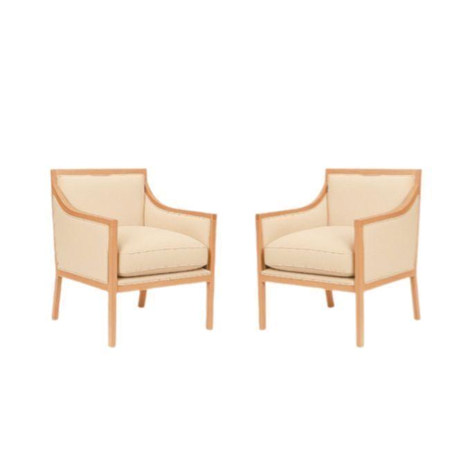 LIVING 311 ROMEO BEIGE CLARO SOFA 3 CUERPOS RESORTES + 2 SITIALES DE  MADERA -5
