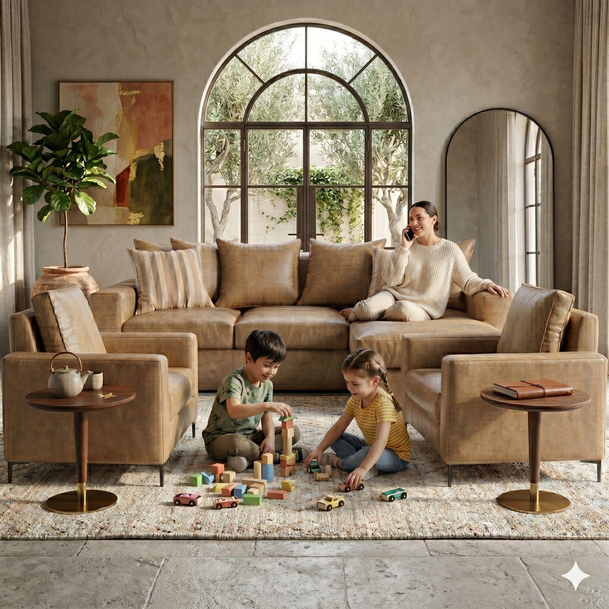 LIVING 311 NEBRASKA BEIGE EN CUERO SINTETICO ENVEJECIDO  -1