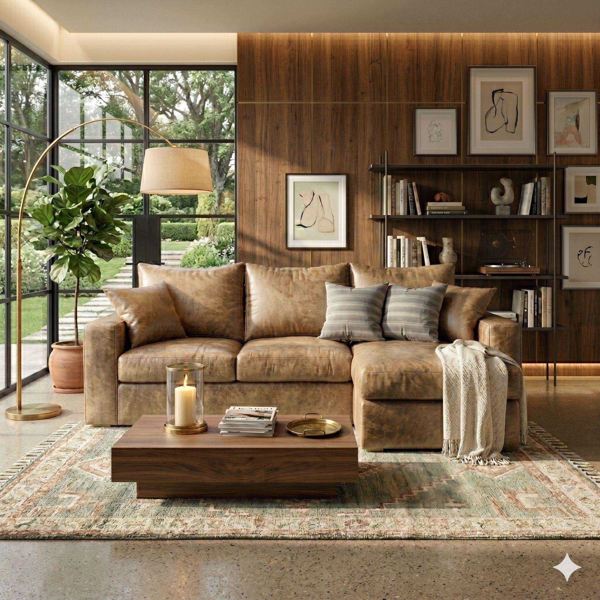 LIVING 311 NEBRASKA BEIGE EN CUERO SINTETICO ENVEJECIDO  -2