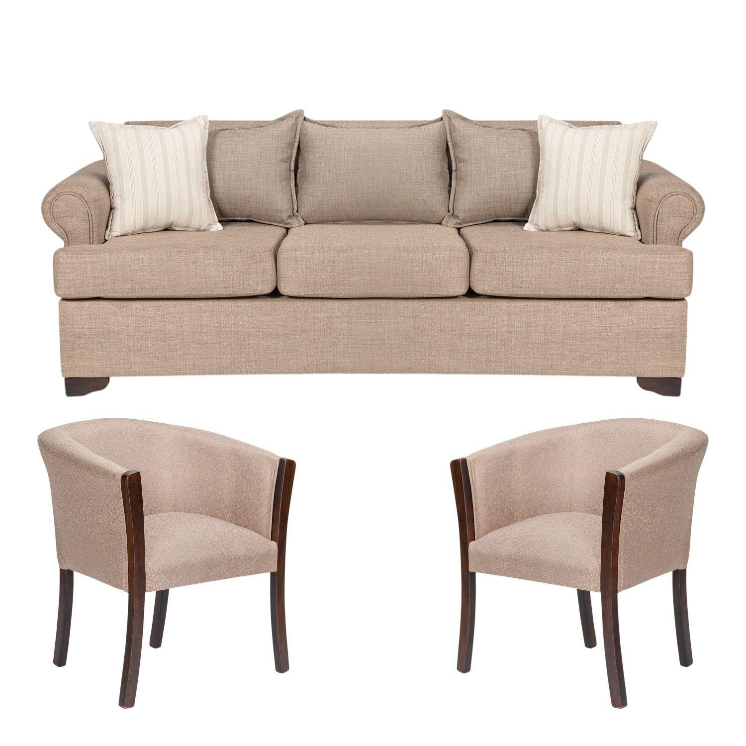 Juego de Living Pastora beige 311 sofa resortes + 2 sitiales madera -0