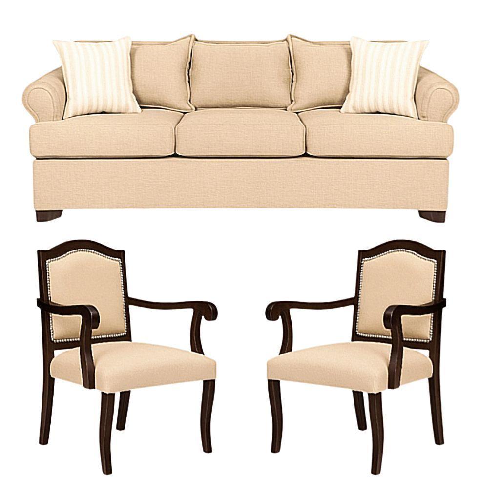 Juego de Living Pastora beige 311 sofa resortes + 2 sitiales madera -0