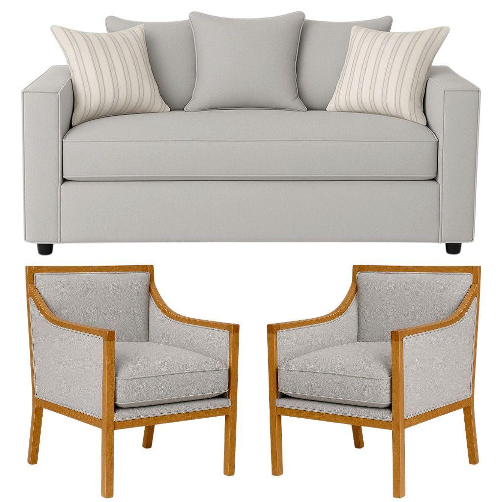 LIVING 311 ROMEO GRIS SOFA 3 CUERPOS RESORTES + 2 SITIALES DE MADERA-2
