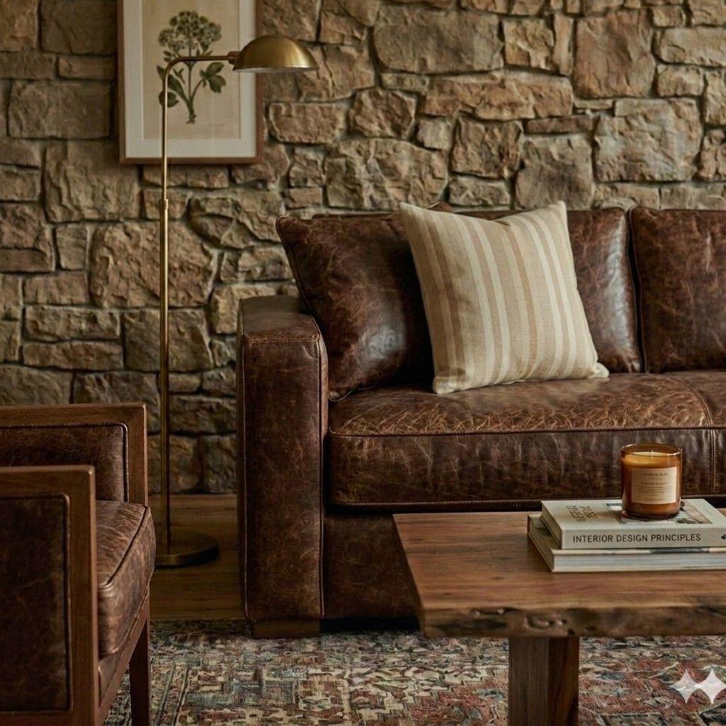 SOFA SECCIONAL BURTON CAFE DE CUERO SINTETICO ENVEJECIDO CON ASIENTOS DE RESORTES POCKET-3