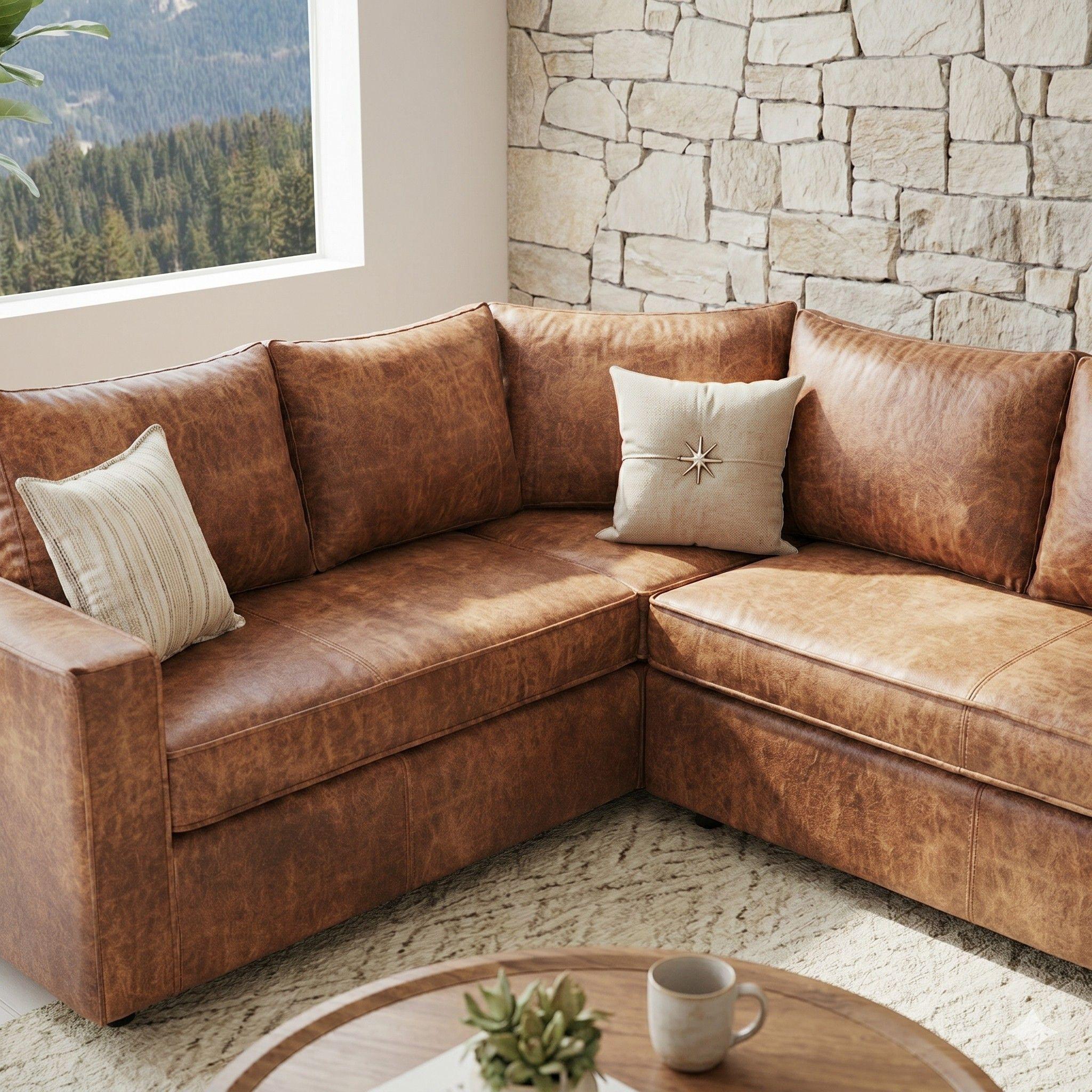 Sofa Seccional Jack cafe cuero sintetico envejecido y asientos de resortes pocket-2