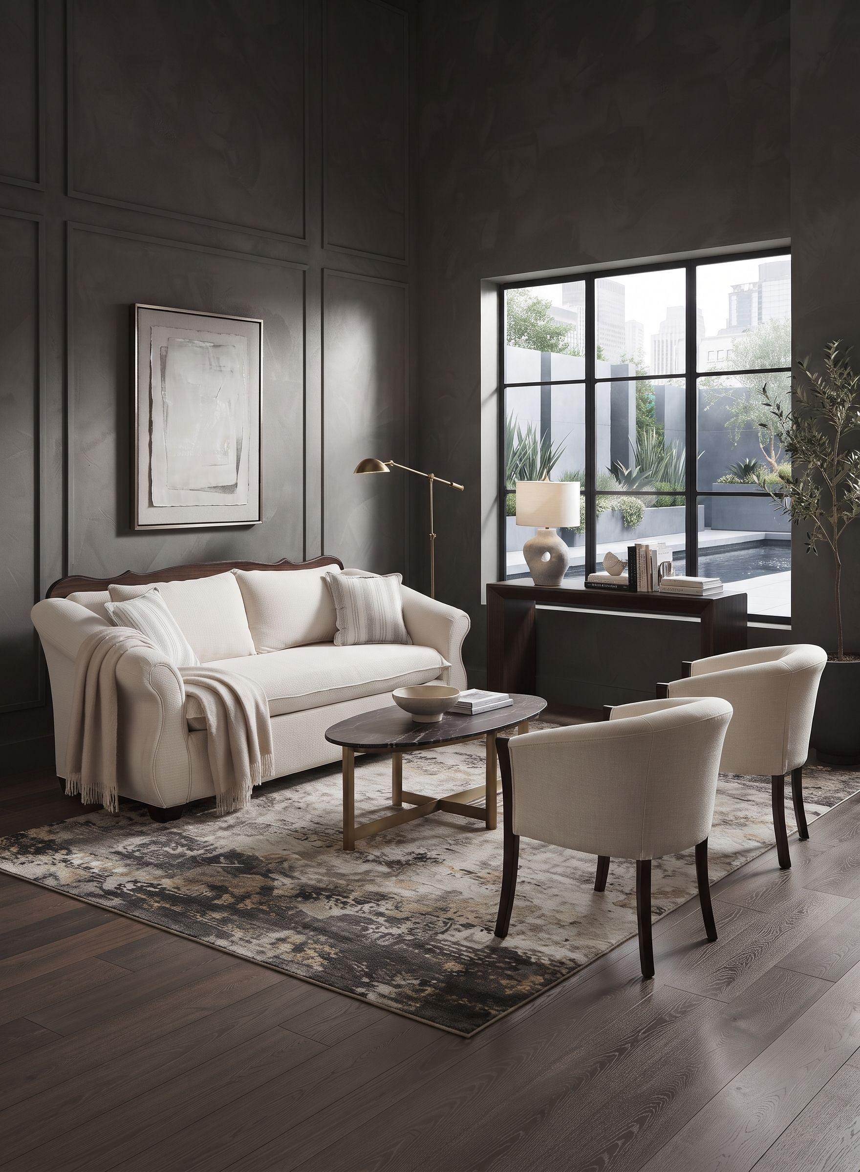 Living 311 Afgano blanco sofa resortes + 2 sitiales madera-0