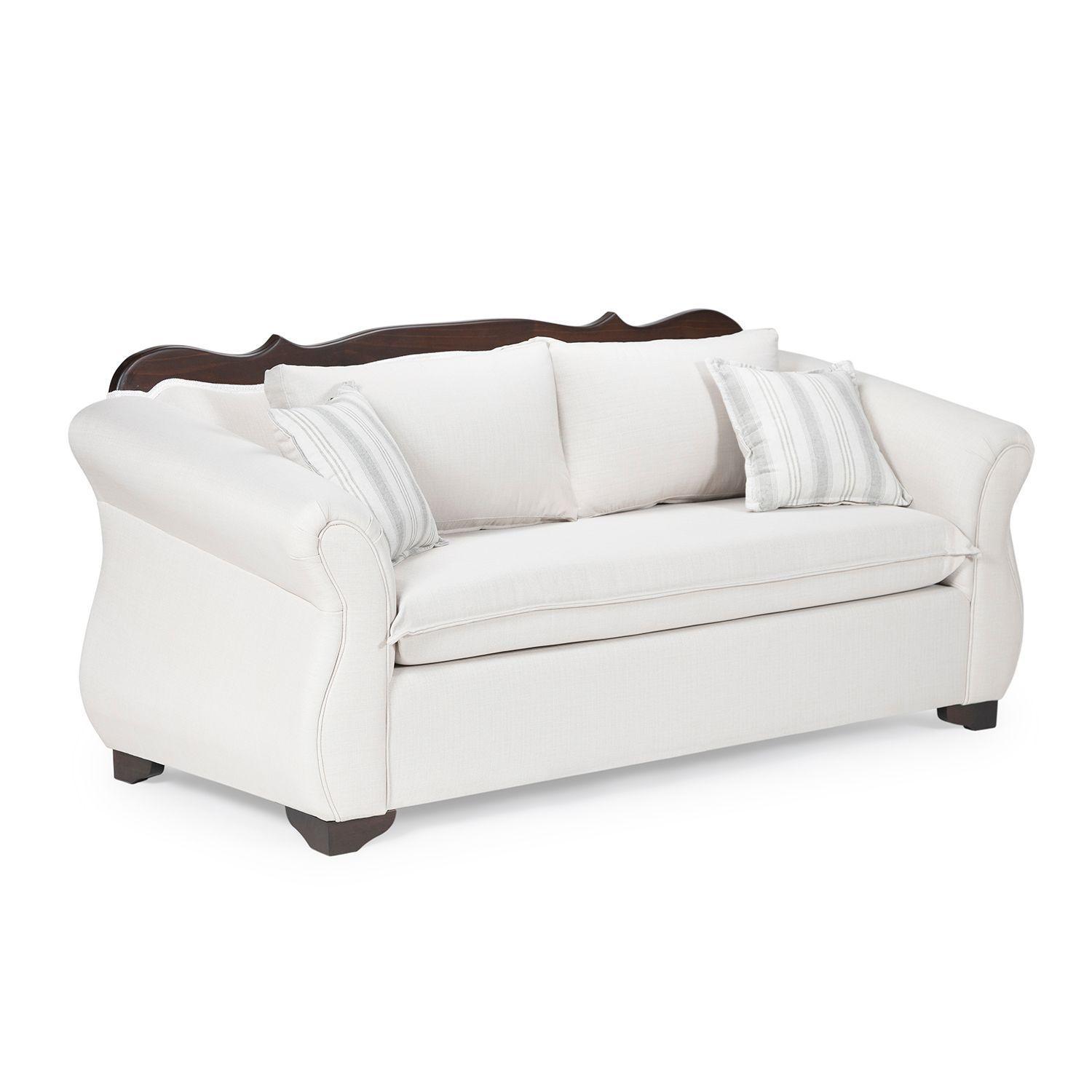 Living 311 Tripoli blanco sofa resortes + 2 sitiales madera modernos -1