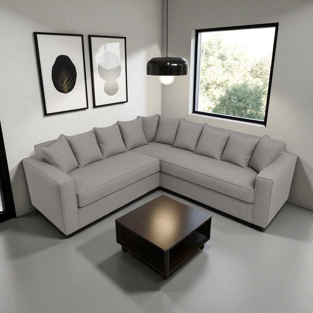 Seccional 6 Cuerpos Baco Gris Claro Resortes Pocket           -1