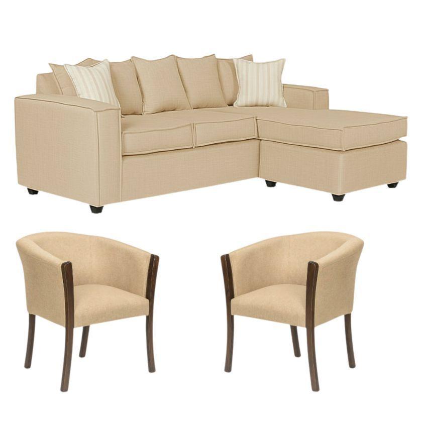 Living 311 Havanna beige seccional  3 cuerpos con resortes + 2 sitiales -1