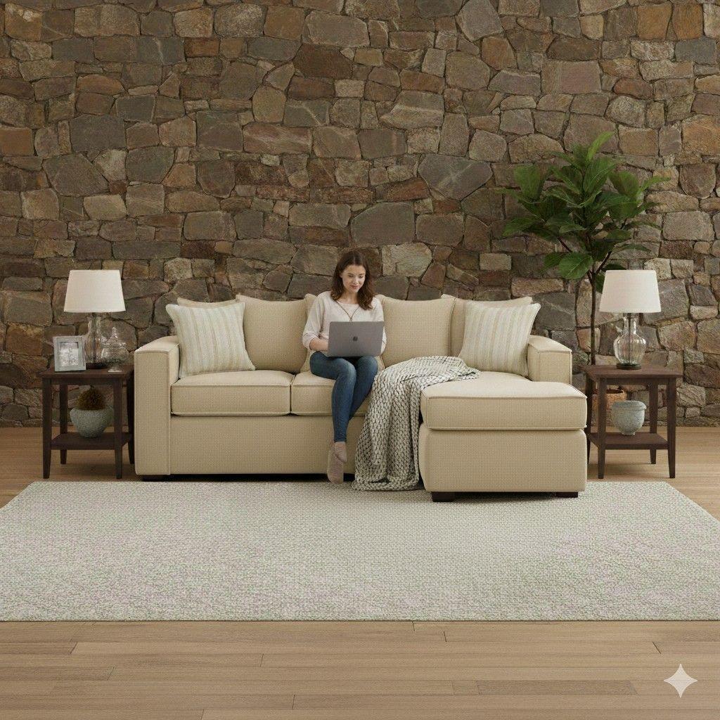 Living 311 Havanna beige seccional  3 cuerpos con resortes + 2 sitiales -2