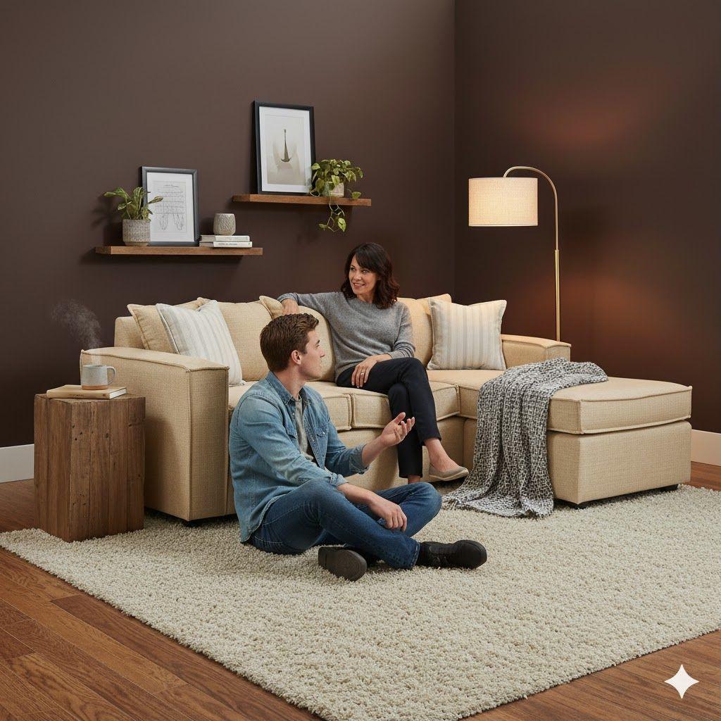 Living 311 Emiratos Beige claro Seccional + 3 poltronas resorteS-1