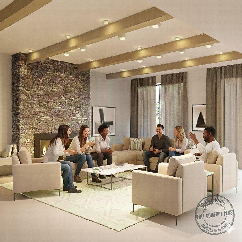 Living 311 Emiratos Beige claro Seccional + 3 poltronas resorteS-0