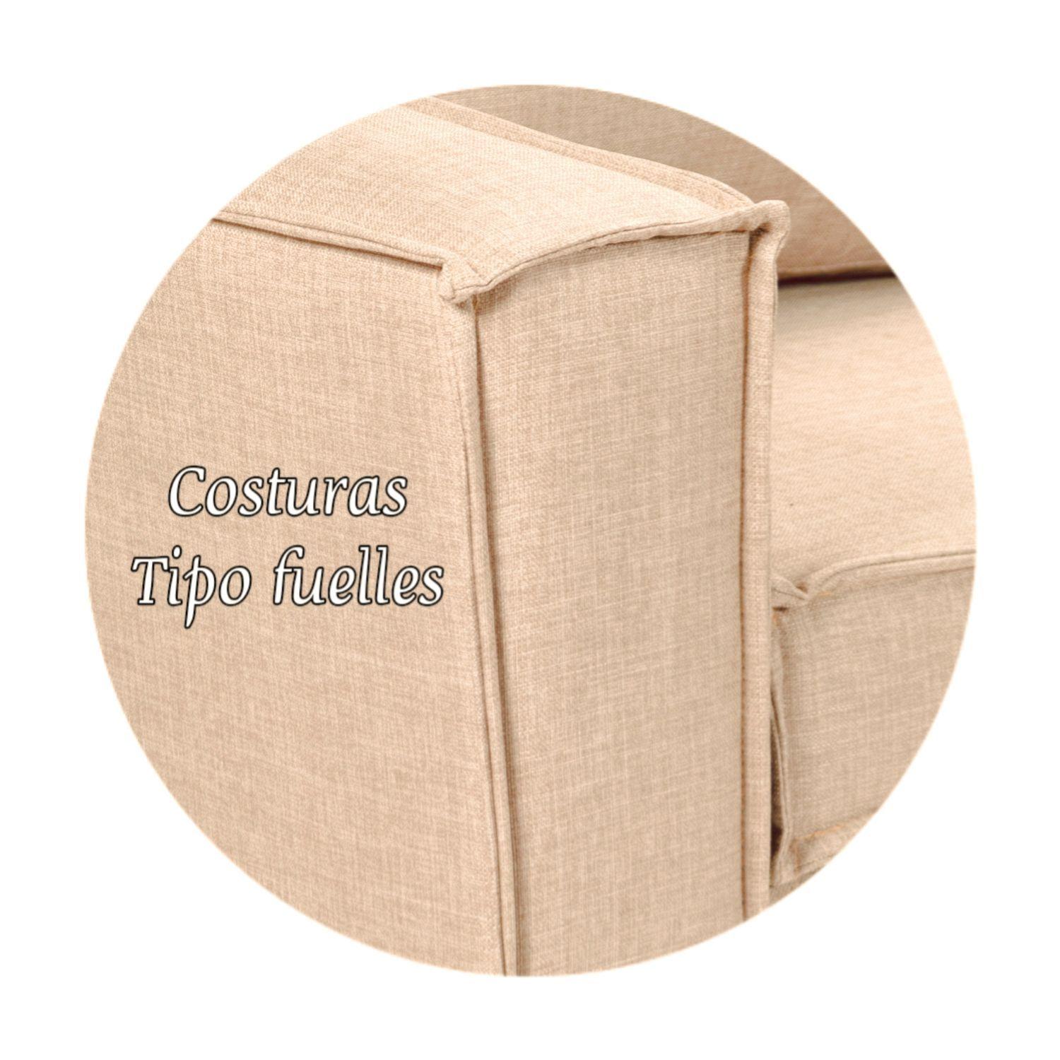 Living  311 Matilda beige seccional y 2 poltronas con resortes  -5